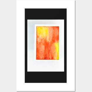 Watercolor galaxy in red and yellow Posters and Art